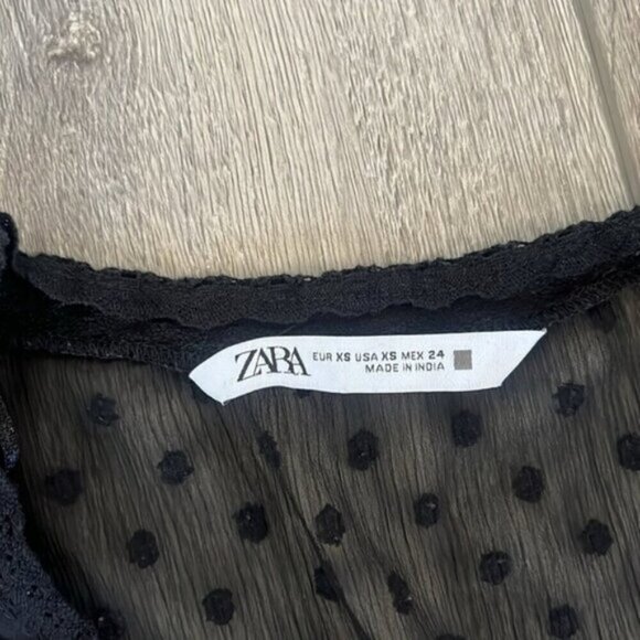 Zara Swiss Dot Ruffled Blouse, Size XS - Picture 4 of 4